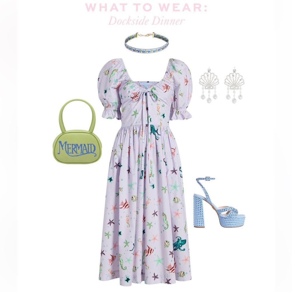 Hill House Sea Creatures Ophelia Nap Midi Dress Sz XS NWT